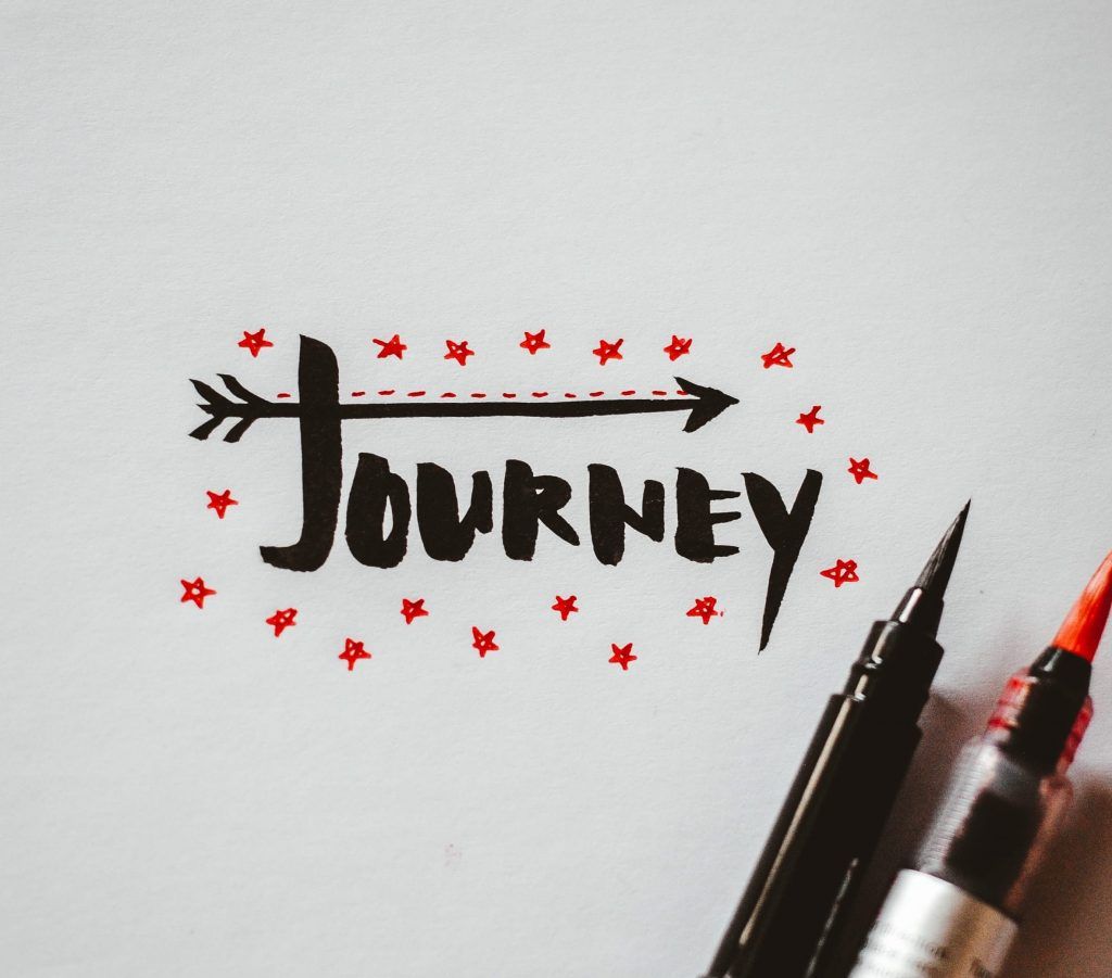 The written word Journey on a piece of paper