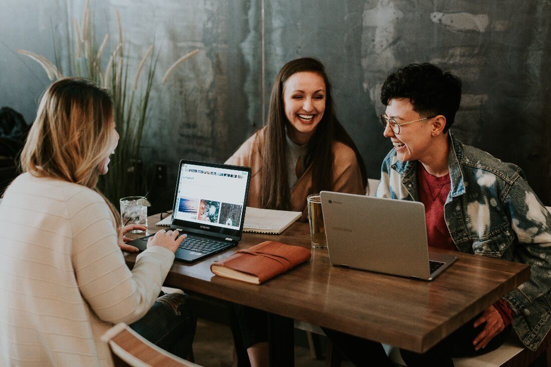 a group of people feeling happy and connected at work