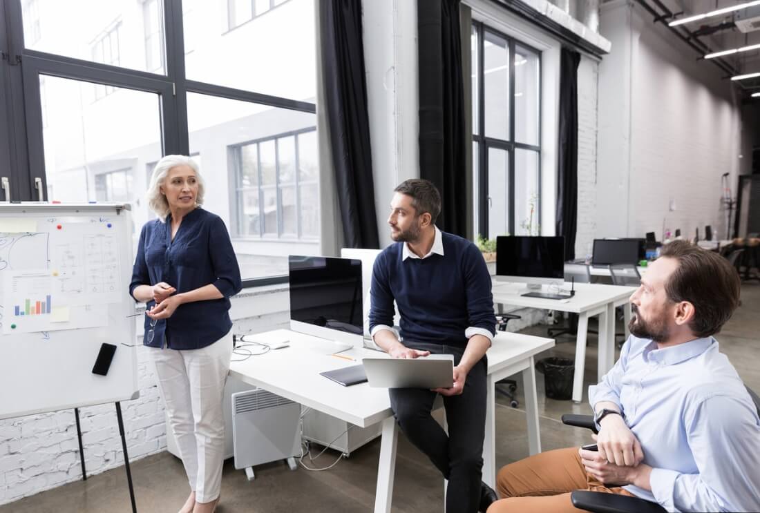 people working flexibly together in the office