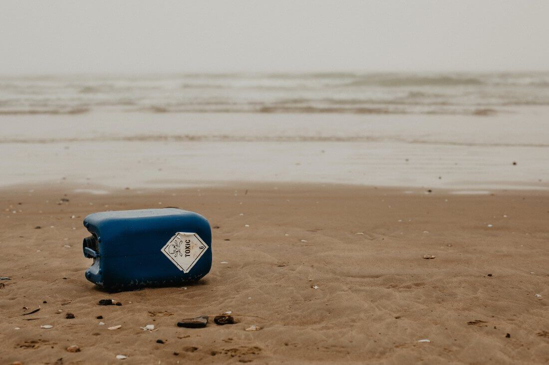 toxic waste on a beach