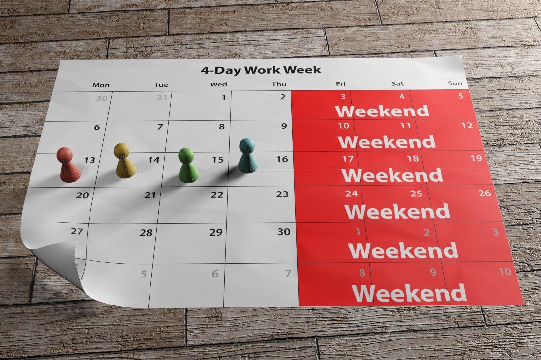 Four day work week three day weekend schedule