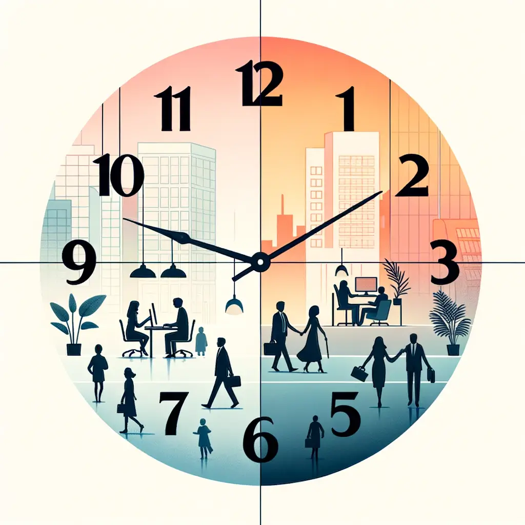 A clock showing different activities based on the time of day - work life balance throughout the day