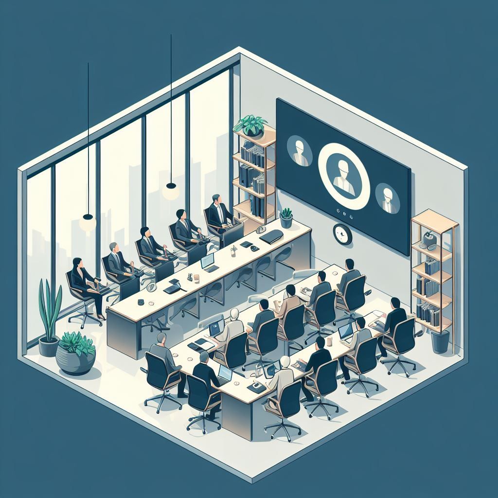 Futuristic hybrid meeting room